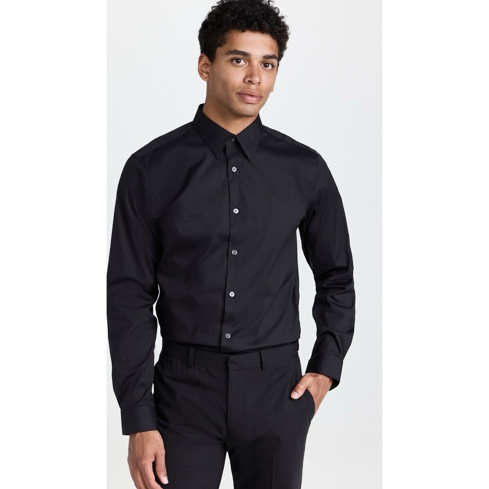 Theory Button Down Sylvain Kenai Shirt Mens Sz L Black NWOT